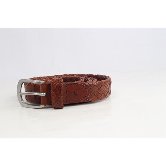 Brown Braided Leather Belt Woven Buckle Casual Men's Dress Belt Size 36 / 90 - Picture 5 of 11